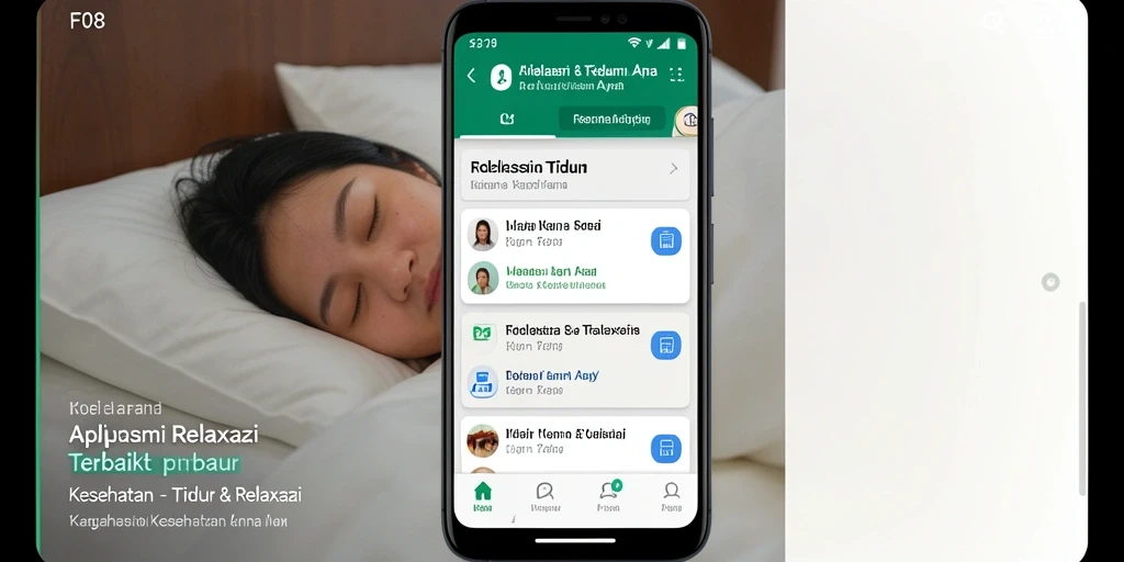 Tampilan antarmuka F08 dengan fitur Tidur & Relaksasi yang menarik.
