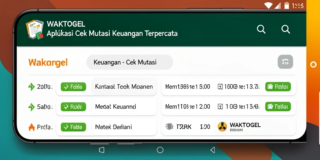 Tampilan antarmuka WAKTOGEL untuk cek mutasi keuangan.