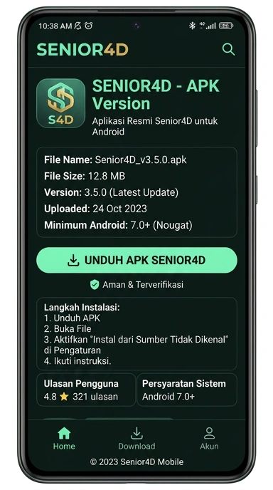 Tampilan halaman APK senior4d