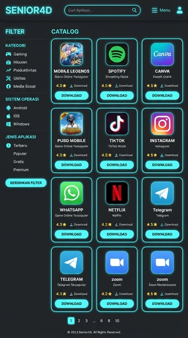 Tampilan katalog aplikasi senior4d